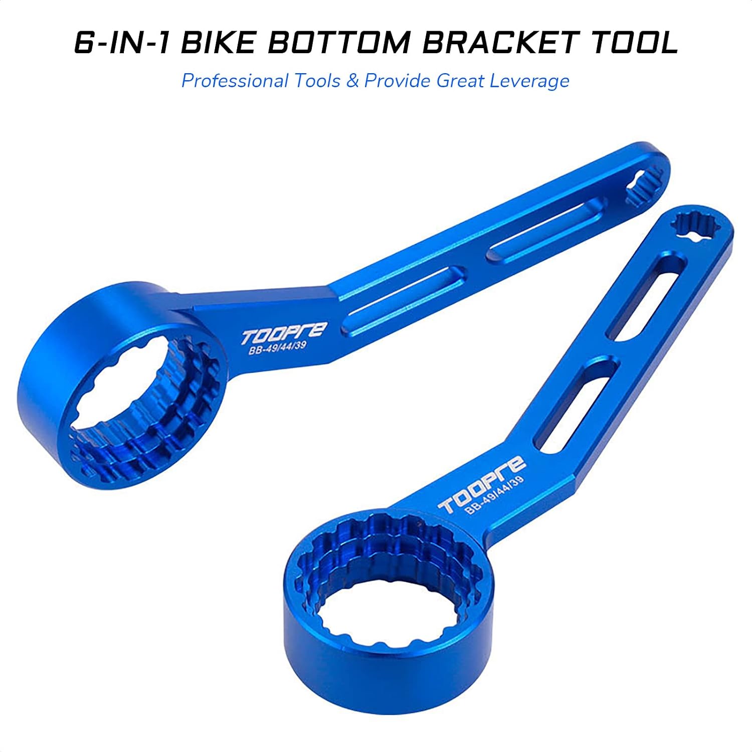6-in-1 Bike Bottom Bracket Tool for 12/16-Notch 39/41/44/46/49mm External Cups Lockring and Crank Arm Cap Install Removal - Wrench for Shimano