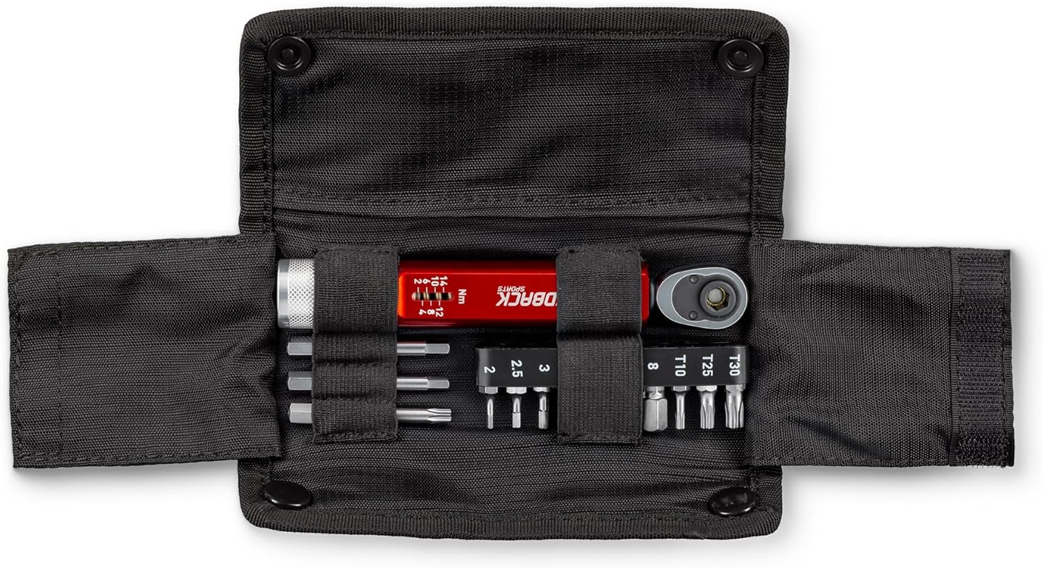 Feedback Sports | Range Click Torque Wrench Set | Adjustable Torque Ratchet Bit Driver [2-14Nm] | 13 S2 Steel Hex & Torx Bits | TPU Protective Carrying Case | Bicycle Tool Kit | Mini Torque Wrench 2-14Nm Cycling Equipment